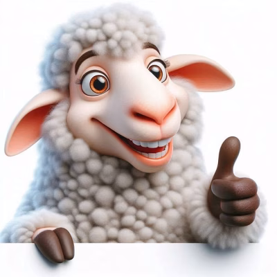 Presentation heroes sheep with fat thumb