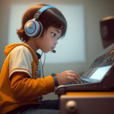 Kind bezig met beatmaking